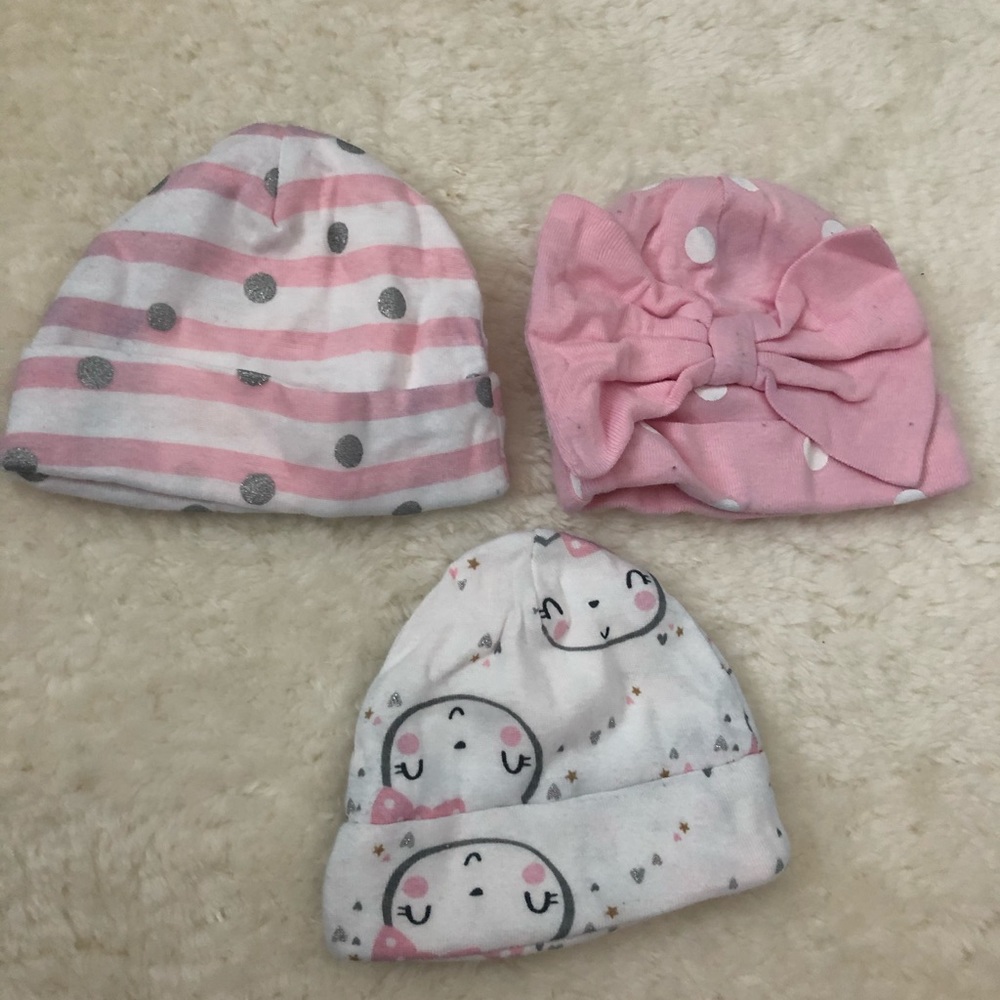 Set of 3 Organic Cotton Newborn Hats